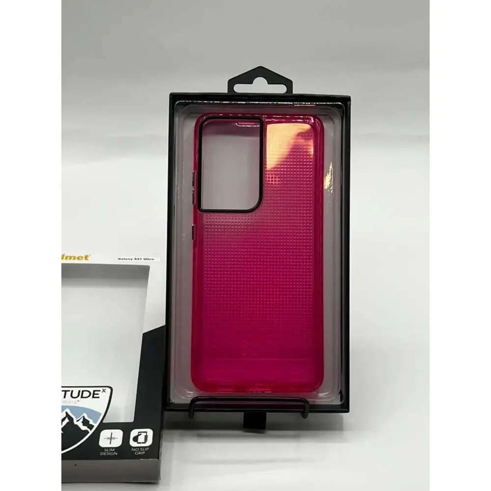 Cellhelmet Altitude X Case for Samsung Galaxy S21 Ultra Pink Clear Slim Design